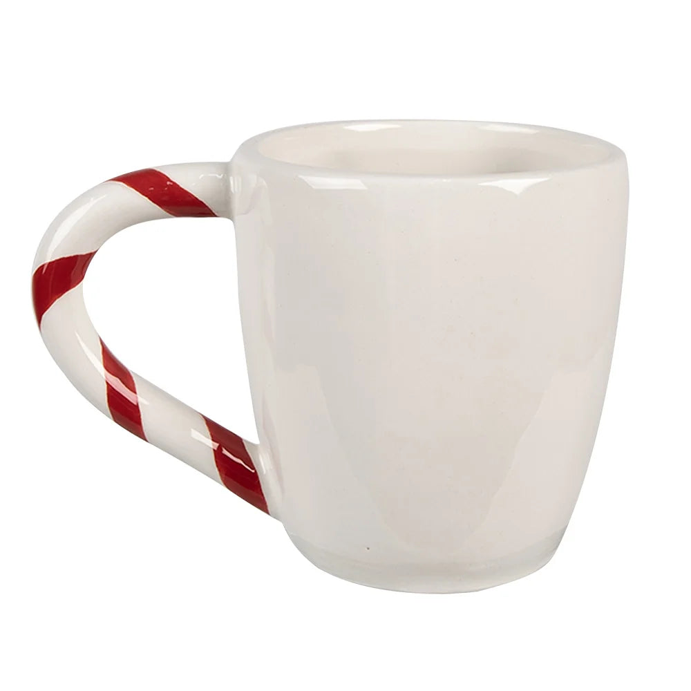 Clayre & Eef - Weiße Lebkuchen-Tasse mit Zuckerstangenhenkel