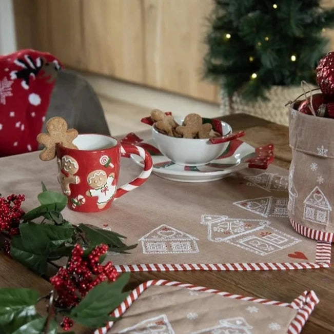 Clayre & Eef - Rote Lebkuchen-Tasse mit Zuckerstangenhenkel