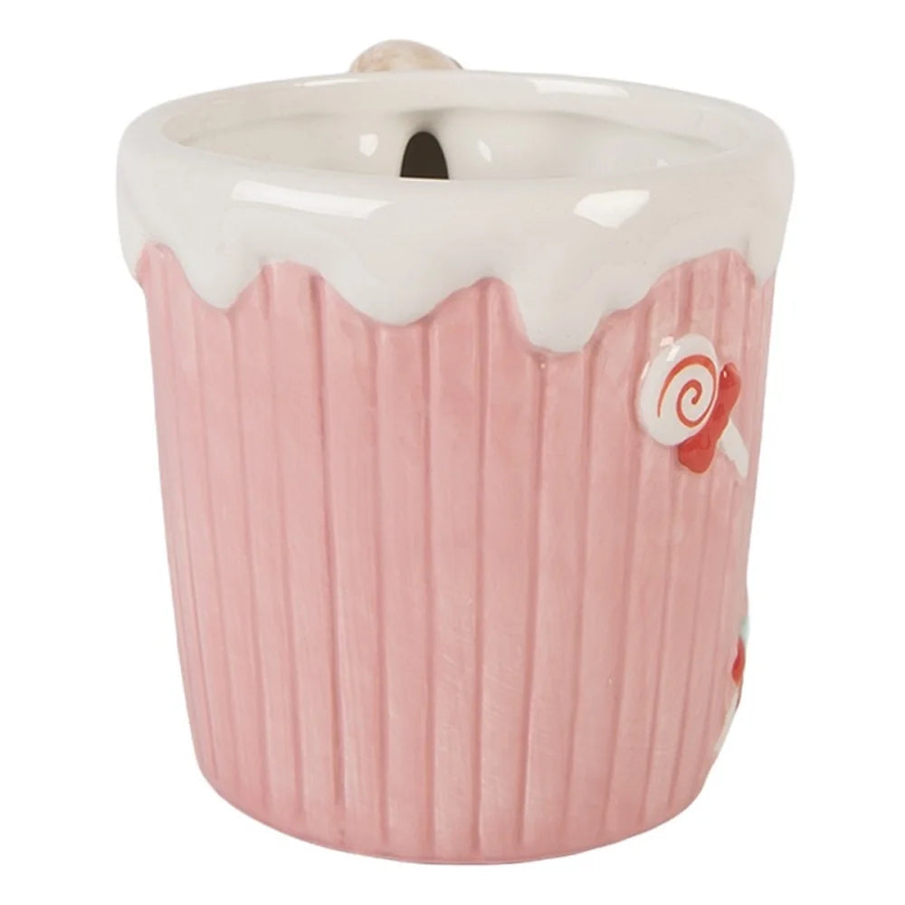 Clayre & Eef - Tasse Cupcake mit Lebkuchenhenkel rosa