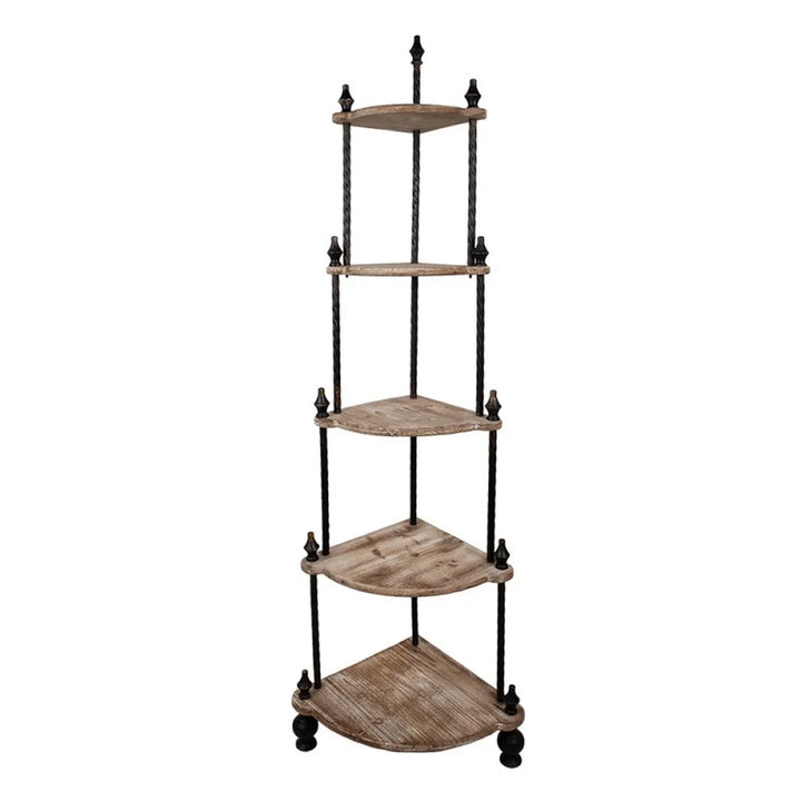 Clayre &amp; Eef - Holz-Metall-Eckregal – 45×45×184 cm braun