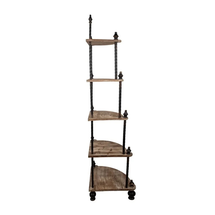 Clayre &amp; Eef - Holz-Metall-Eckregal – 45×45×184 cm braun