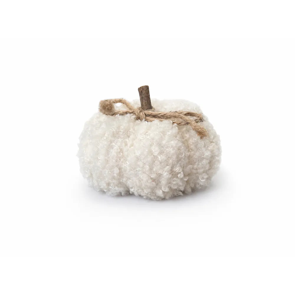 Alsaba Home - Deko-Kürbisse aus Bouclé-Stoff im 6er-Set aus Holz