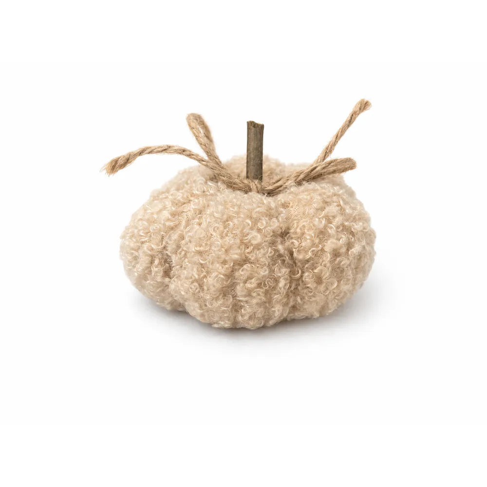 Alsaba Home - Deko-Kürbisse aus Bouclé-Stoff im 6er-Set aus Holz