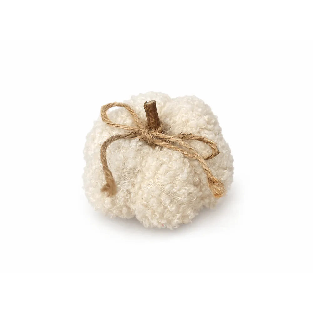 Alsaba Home - Deko-Kürbisse aus Bouclé-Stoff im 6er-Set aus Holz