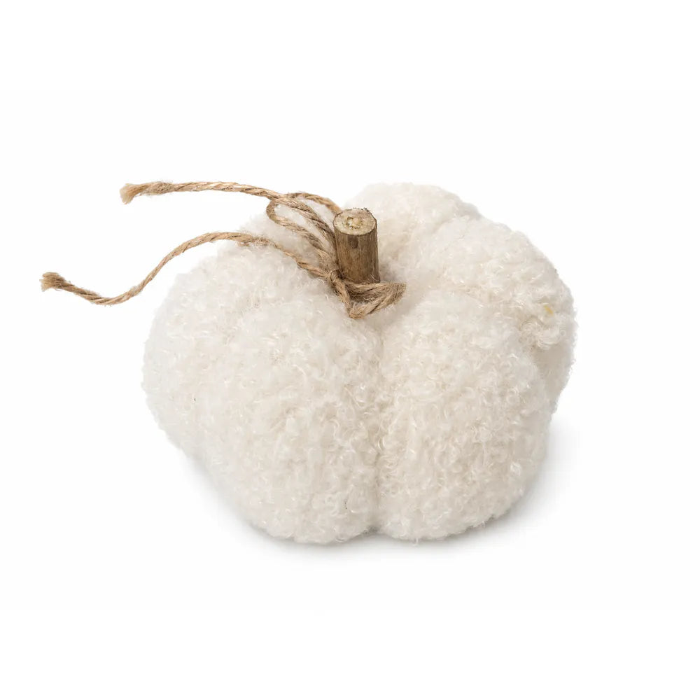 Alsaba Home - Deko-Kürbisse aus Bouclé-Stoff im 6er-Set aus Holz