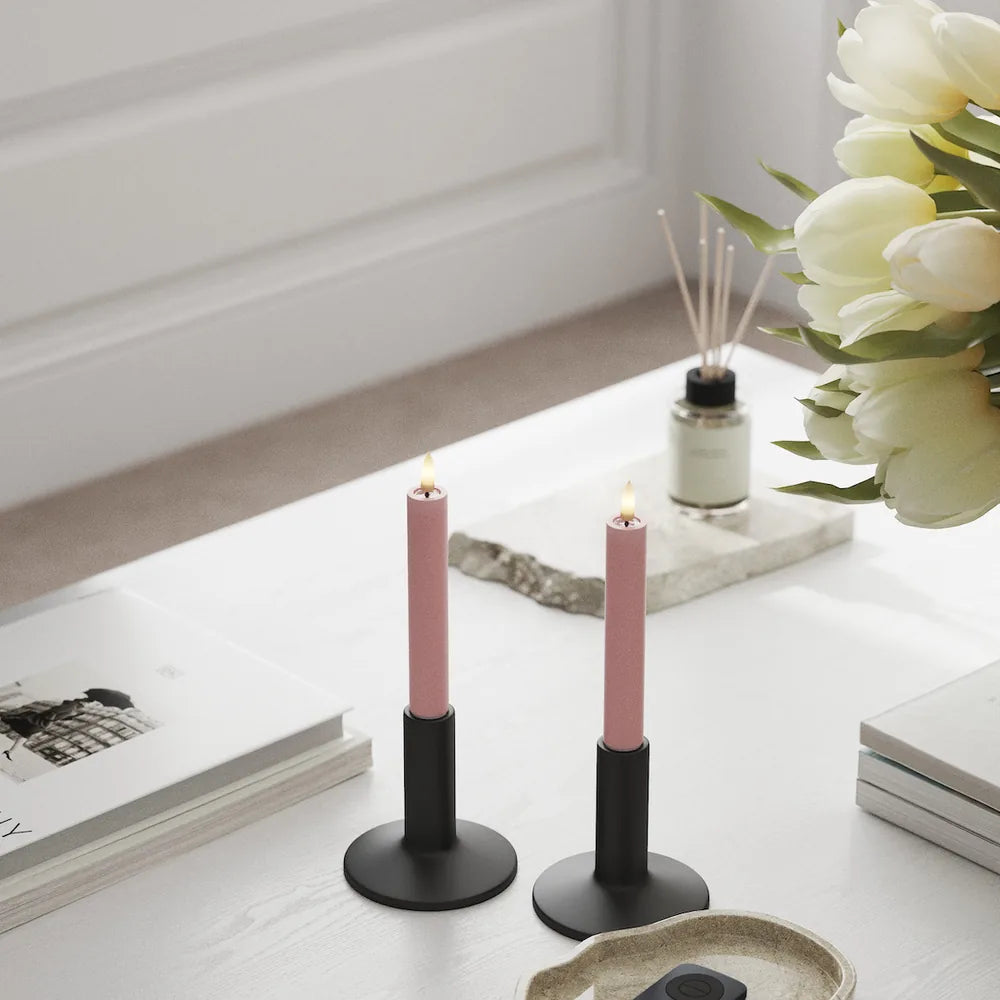 Deluxe Homeart - Stabkerze LED Hell Rosa (2 Stck. 15 cm)