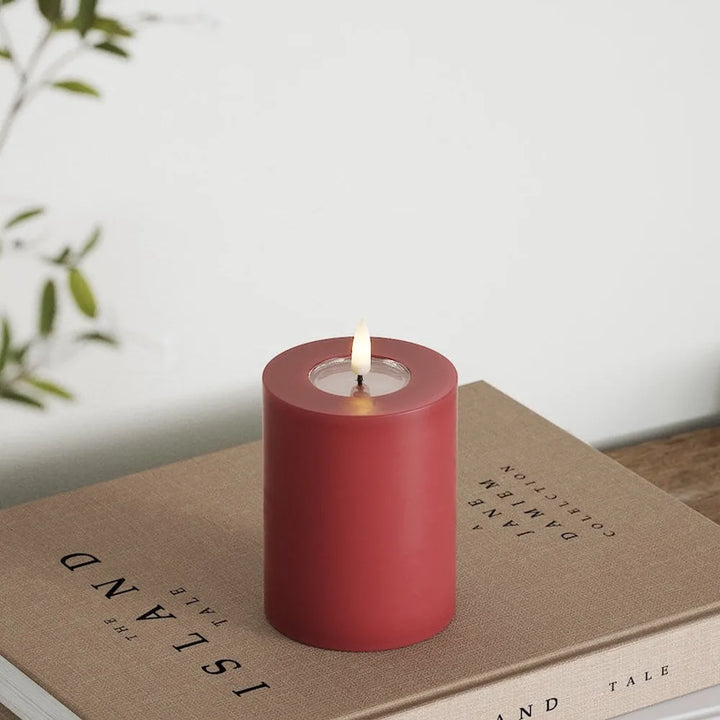 Deluxe Homeart - Stumpenkerze LED Bordeaux Rot (7,5 × 10 cm)