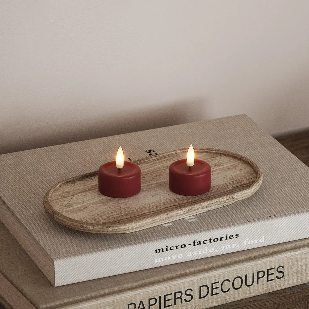 Deluxe Homeart - Teelicht LED Bordeaux Rot (2 Stck.)