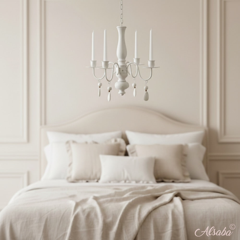 Ambiente Haus - Romance Holz/Eisen 4er-Kronleuchter 60cm für Stabkerzen