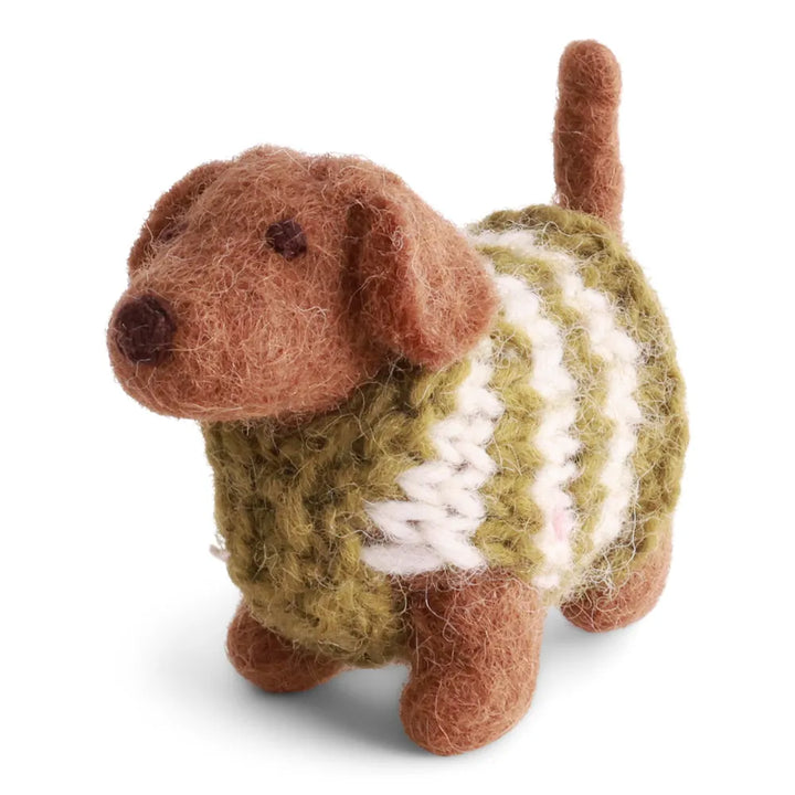 Gry & Sif - Dackel Filz mit Strickpullover