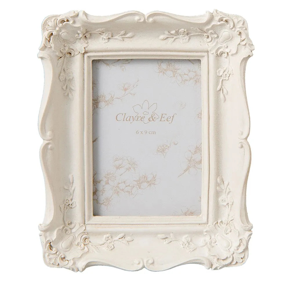 Clayre & Eef - Fotorahmen mit Blumenmuster Beige 6x9 cm