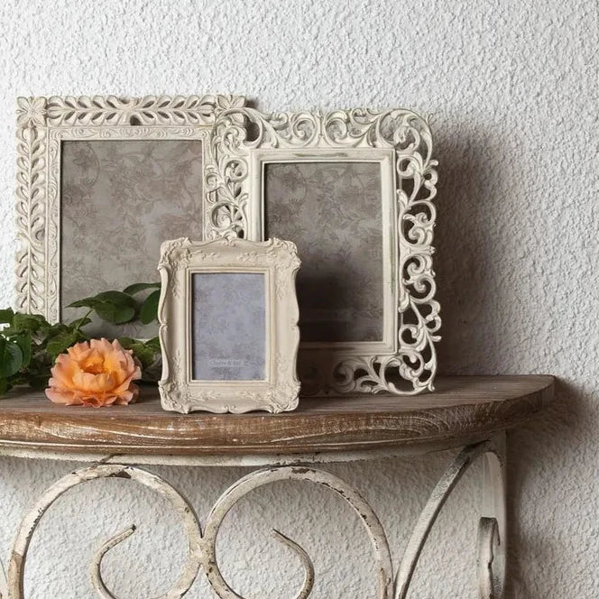 Clayre & Eef - Fotorahmen mit Blumenmuster Beige 6x9 cm