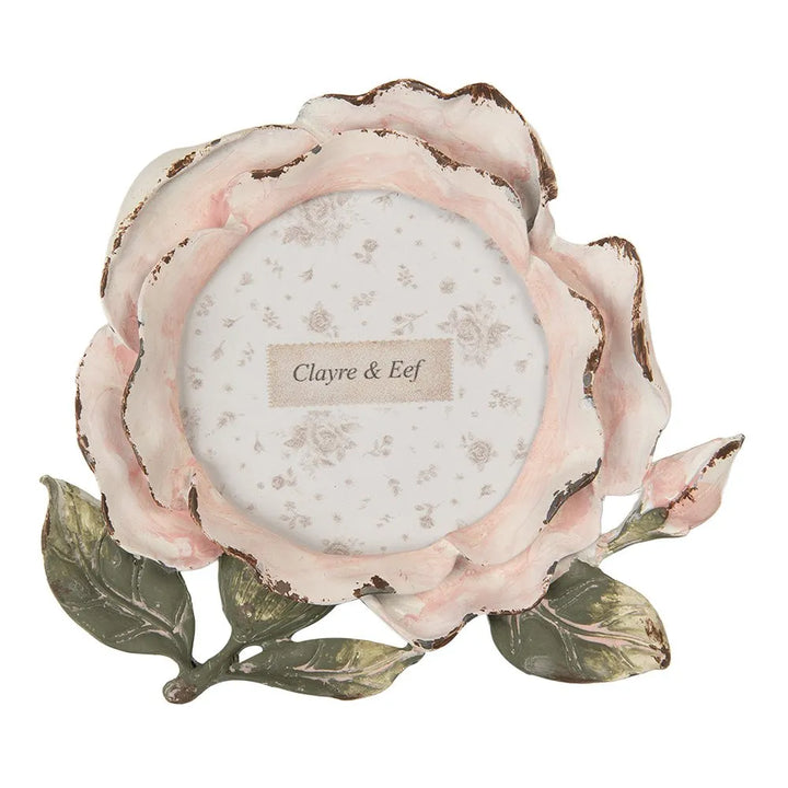 Clayre & Eef - Fotorahmen Blume Rosa Ø 8 cm