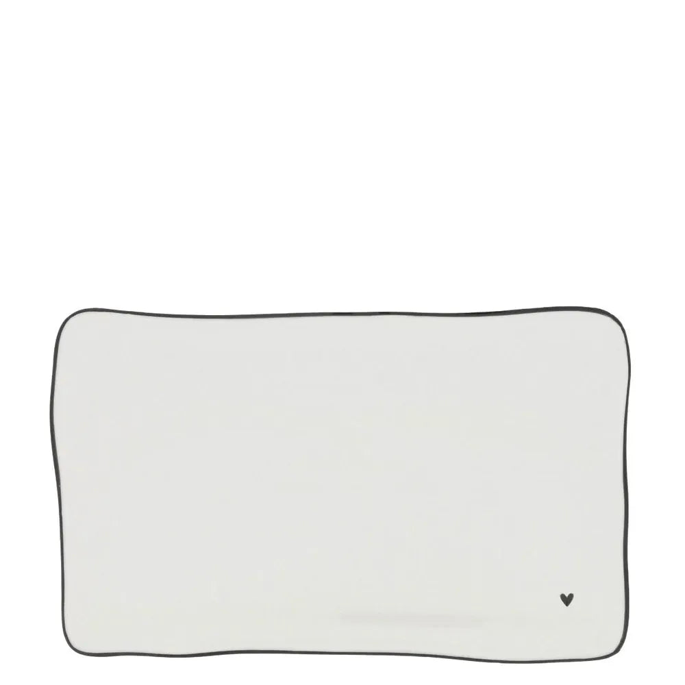 Bastion Collections - Stoneware Frühstücksteller mit Herz und schwarzem Rand