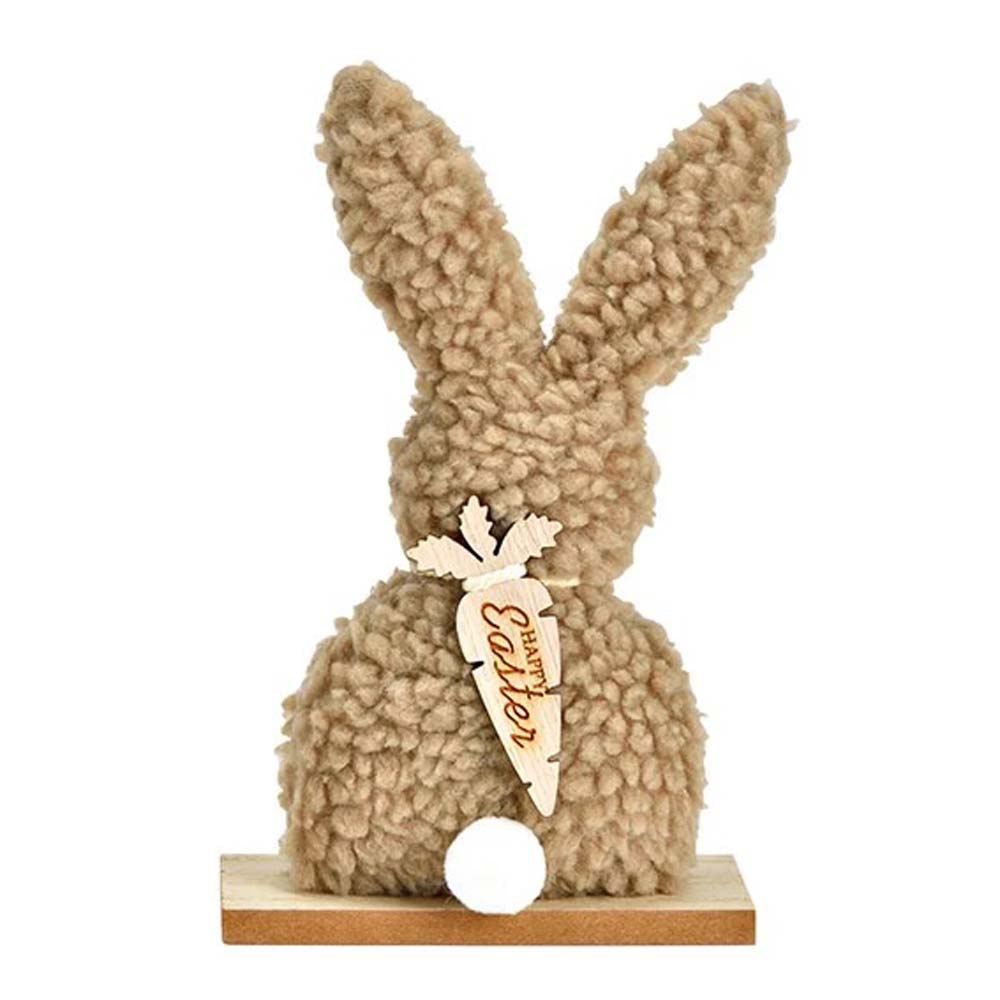 Dekorative G. Wurm - Aufsteller Hase Teddyfigur mit strukturierter Oberfläche und „Ostern“-Anhänger.