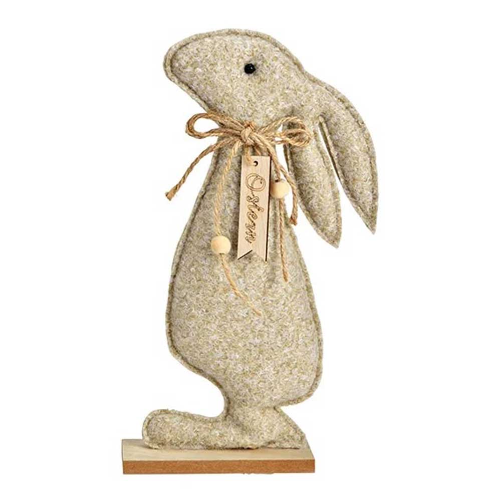 A G. Wurm - Aufsteller Ostern Hase auf Holzsockel Textil auf einem Ständer.
