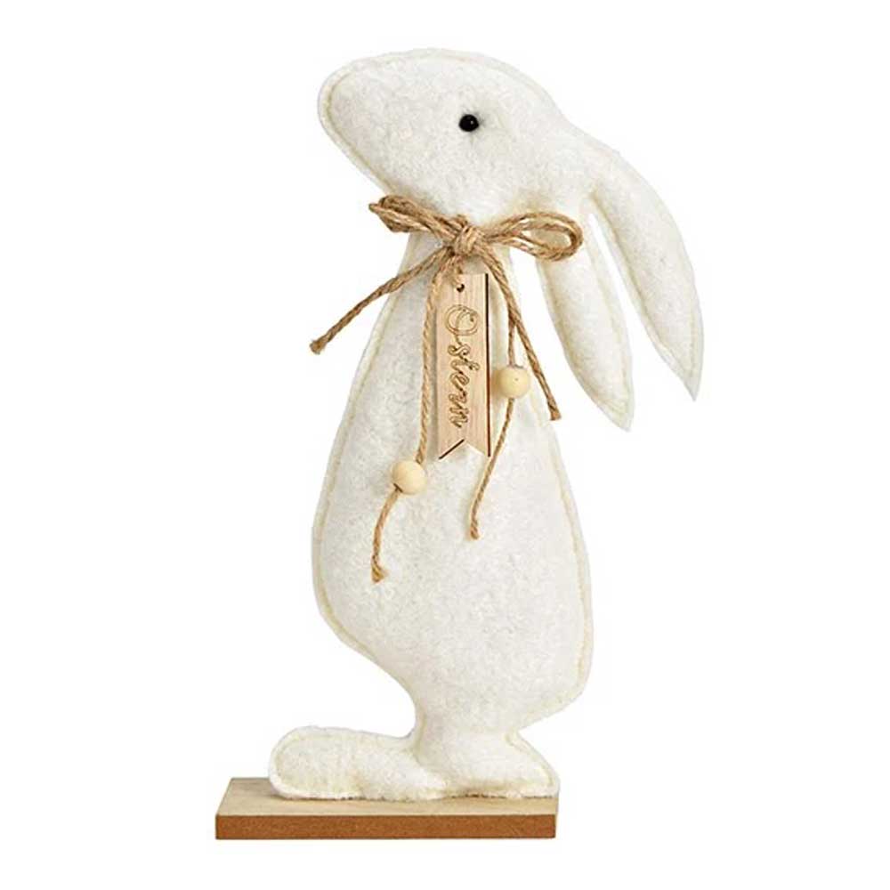 A G. Wurm - Aufsteller Ostern Hase auf Holzsockel Textil mit Schleife.