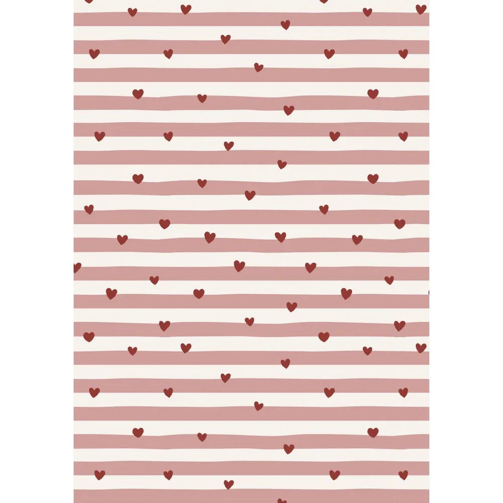 Ib Laursen - Papierrolle rote Herzen, rosa Streifen