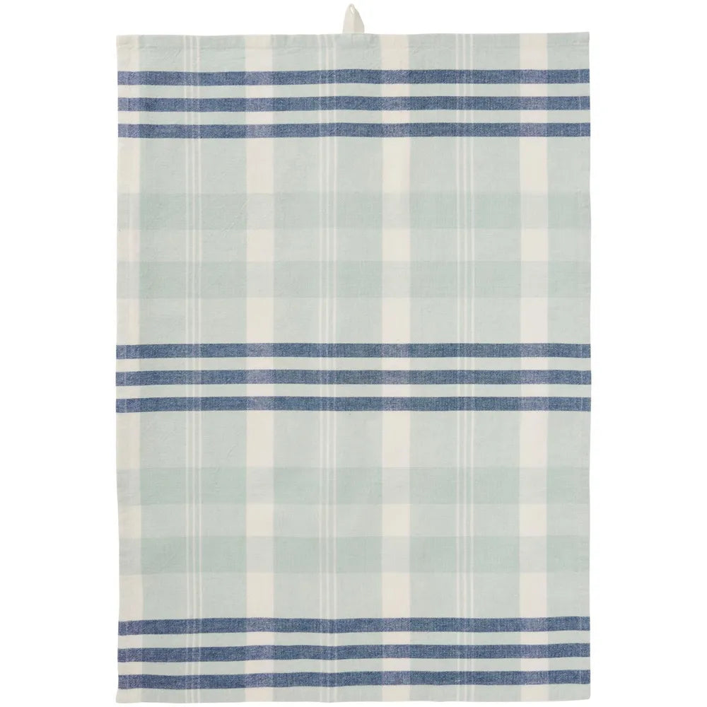 Ib Laursen - Geschirrtuch Lucy mit hellblauen, dunkelblauen und weißen Streifen