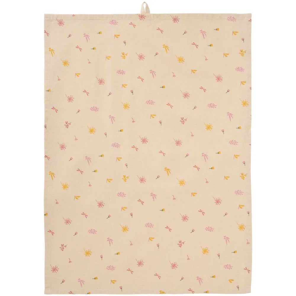 Ib Laursen - Geschirrtuch Ofelia natur mit Blumen und Schmetterlingen