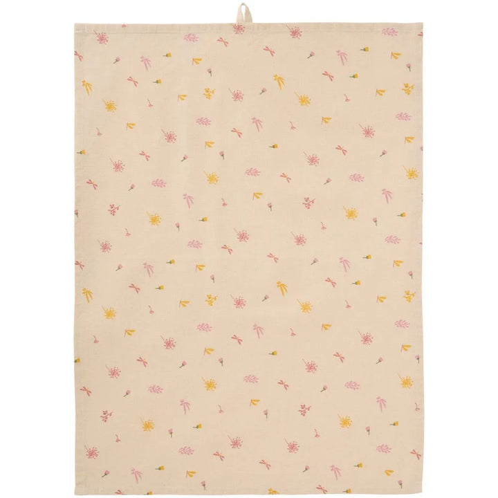 Ib Laursen - Geschirrtuch Ofelia natur mit Blumen und Schmetterlingen