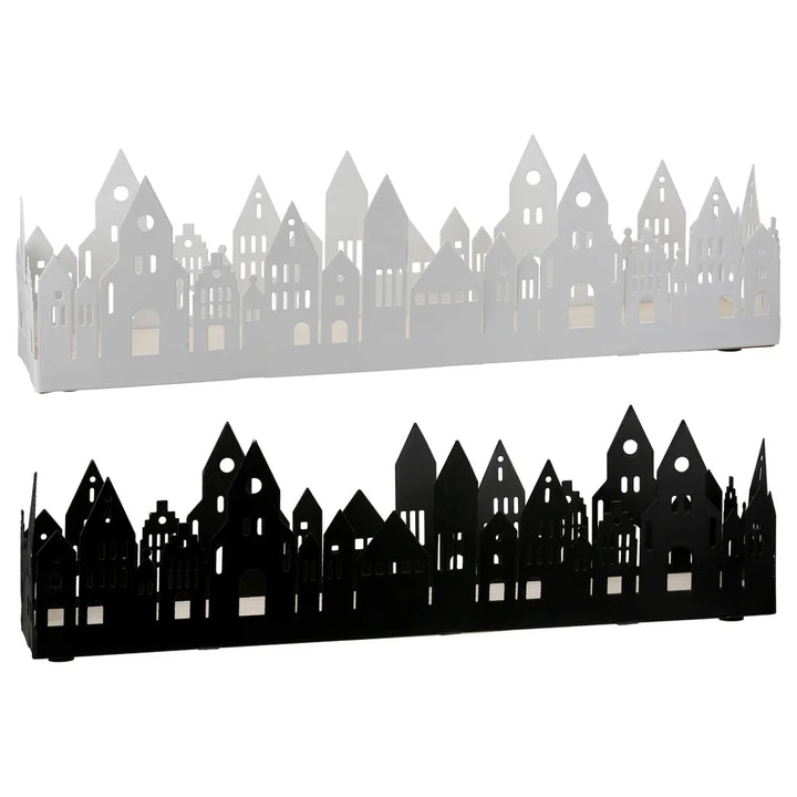 Gilde - Deko-Tablett "Stadtlichter" Hausmotiv schwarz weiß