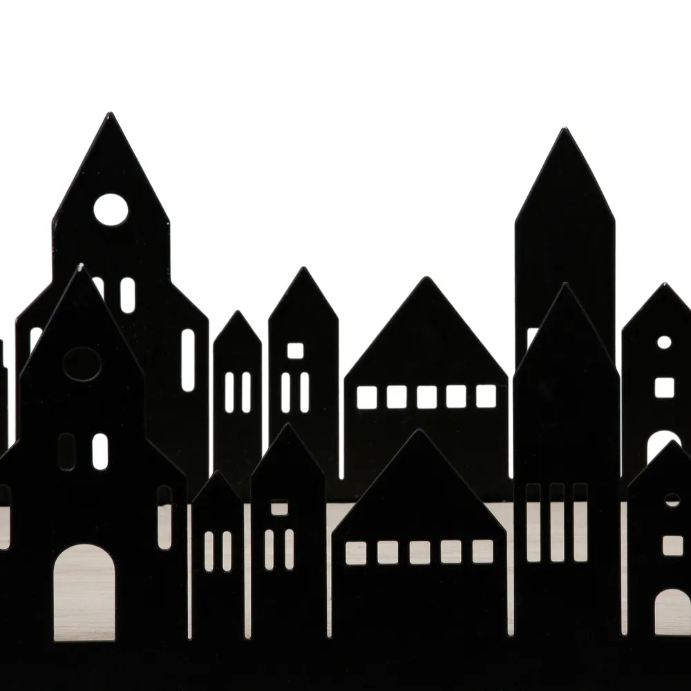 Gilde - Deko-Tablett "Stadtlichter" Hausmotiv schwarz weiß