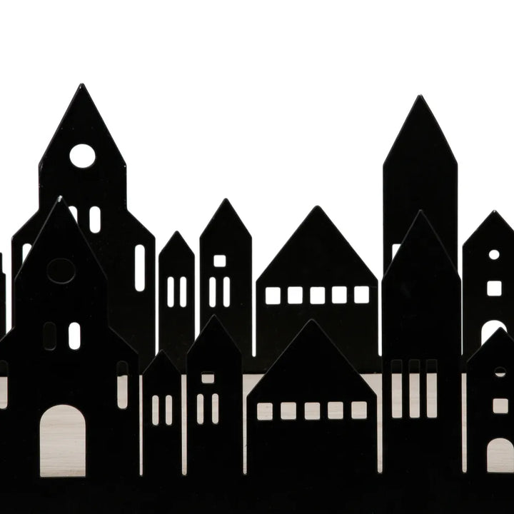 Gilde - Deko-Tablett "Stadtlichter" Hausmotiv schwarz weiß