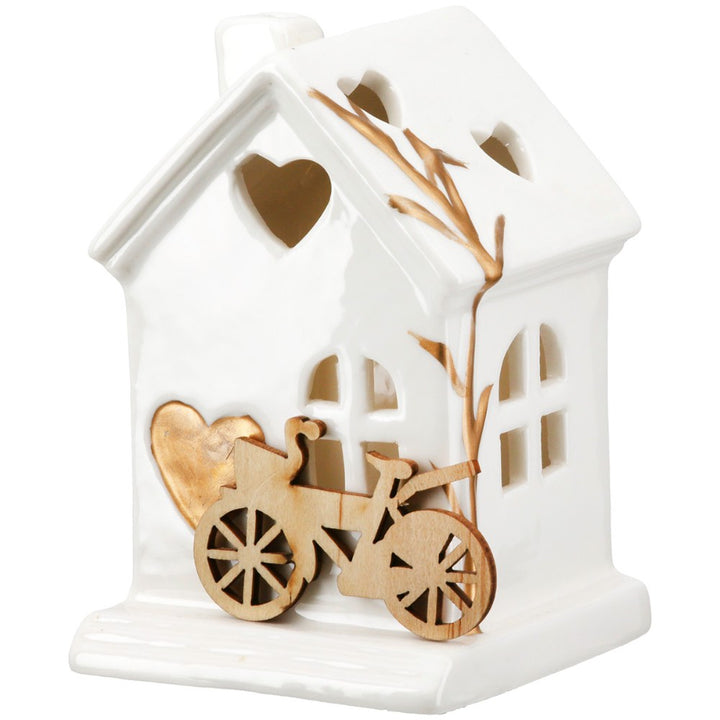 Gilde - Dekohaus LED Fahrrad Porzellan Small