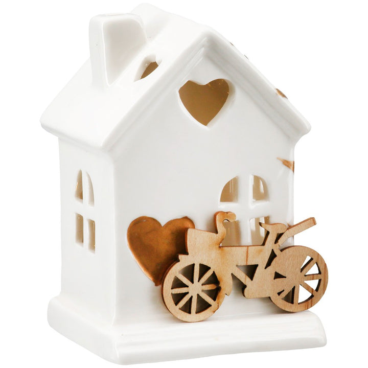 Gilde - Dekohaus LED Fahrrad Porzellan Small