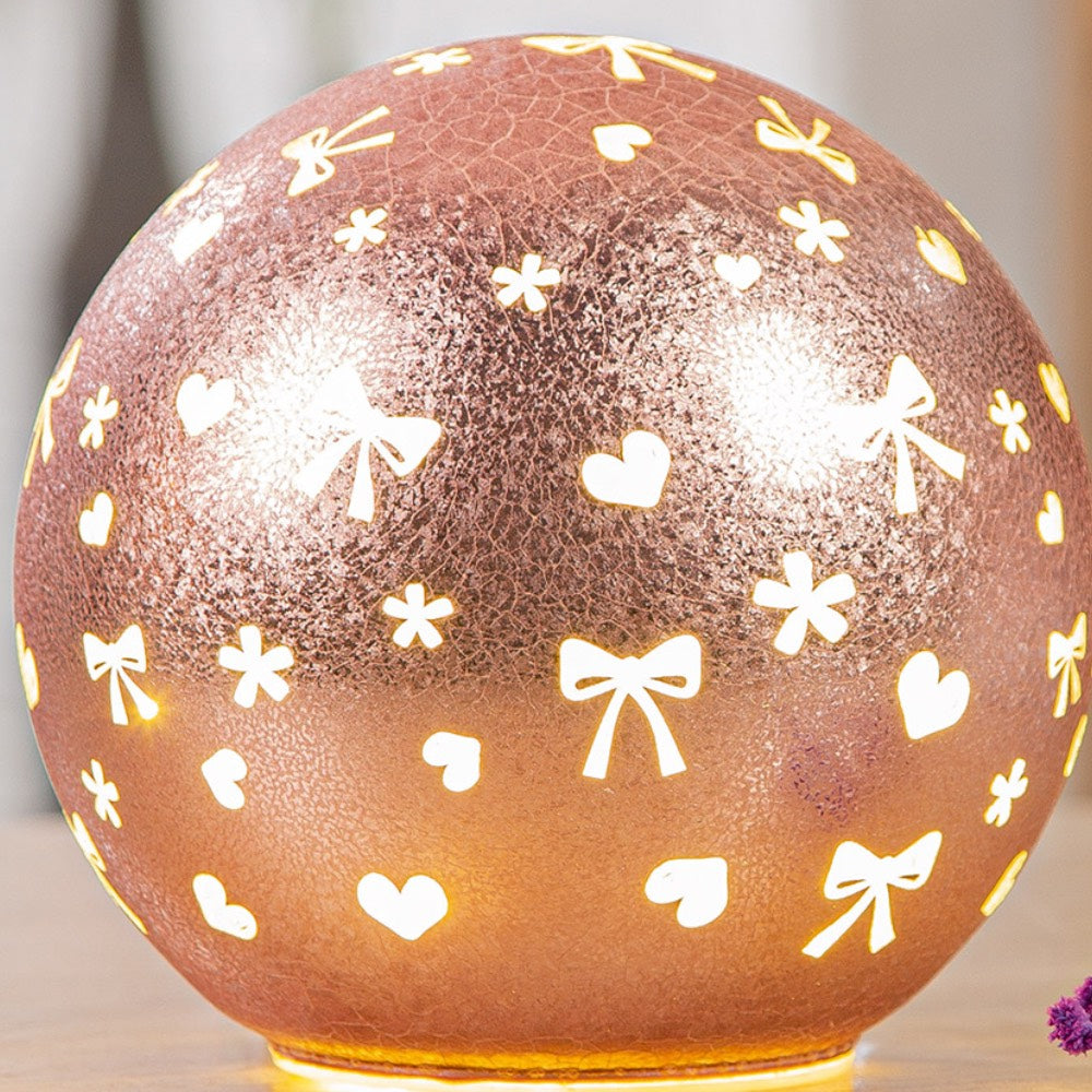 Gilde - Dekohaus LED rund Bow Glas rosa Large