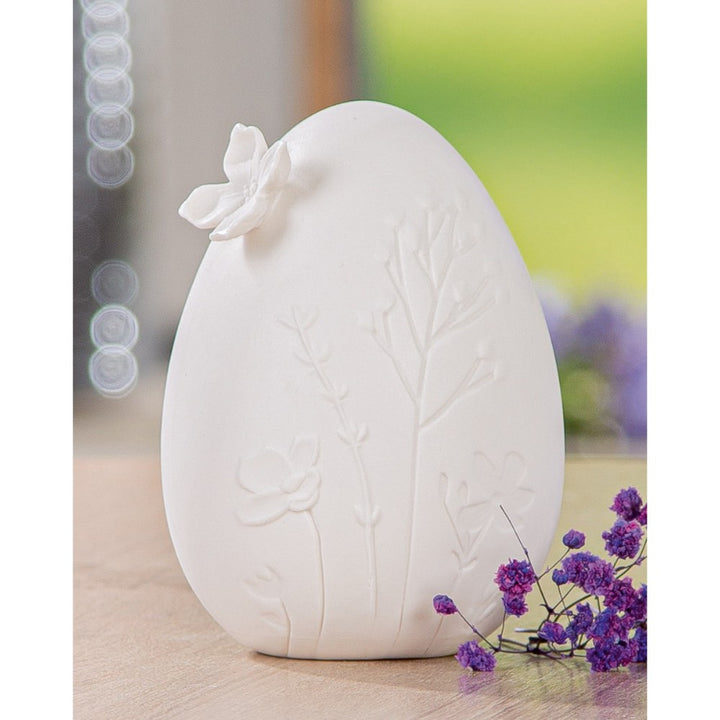 Gilde - Dekoobjekt Ei Blumenmotiv Porzellan Large