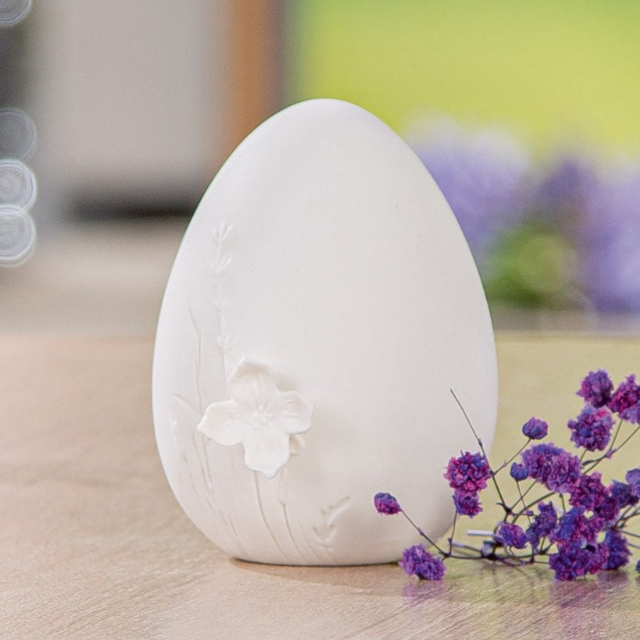 Gilde - Dekoobjekt Ei Blumenmotiv Porzellan Small