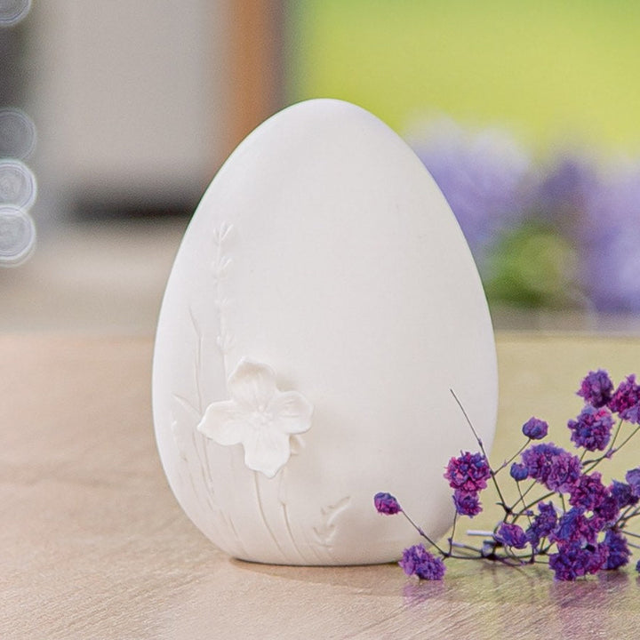 Gilde - Dekoobjekt Ei Blumenmotiv Porzellan Small
