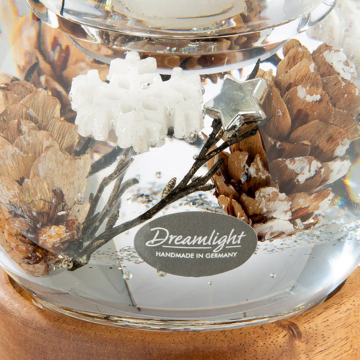 Gilde - Dreamlight Teelichtleuchter Mercur auf Holzbase "Winter Story"