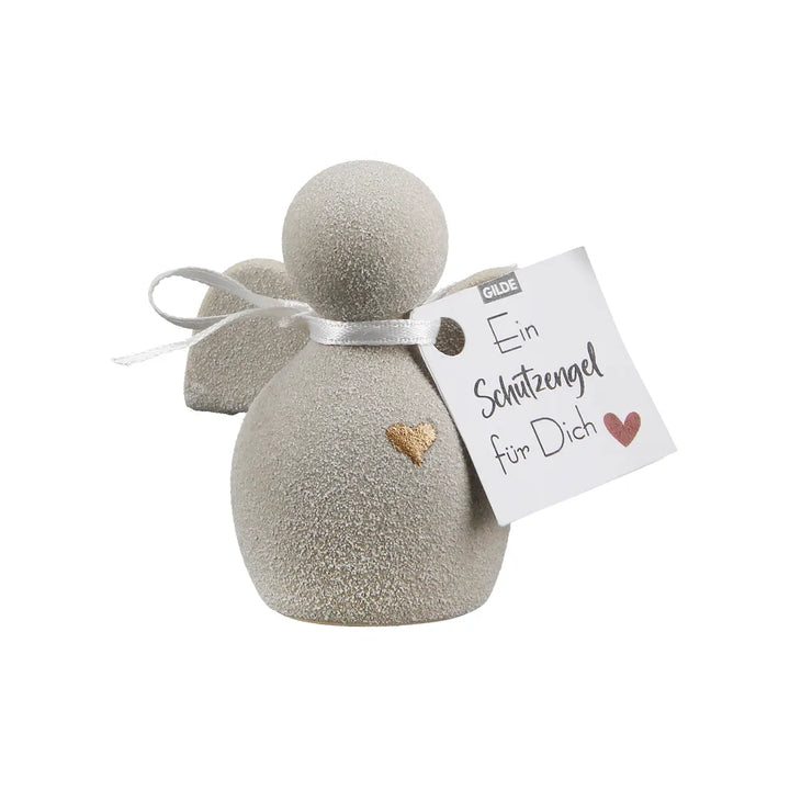 Gilde - Figur (klein) Engel "Heart" Herzmotiv grau