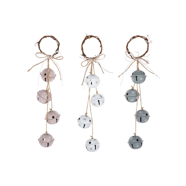 Gilde - Girlande "Glöckchen" Sternmuster grau rosa weiß