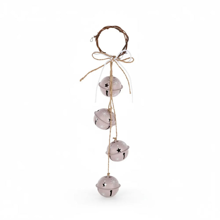 Gilde - Girlande "Glöckchen" Sternmuster grau rosa weiß