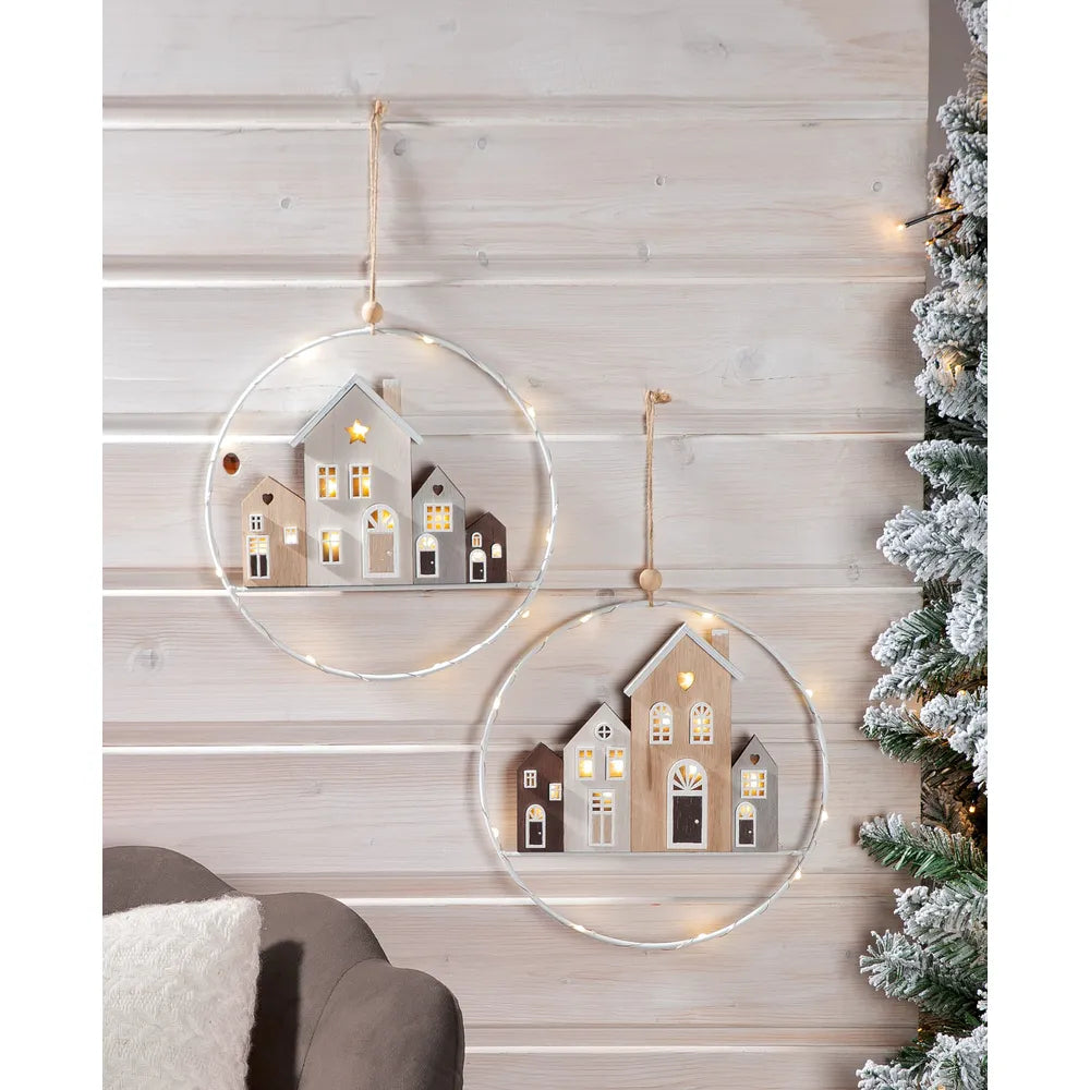 Gilde - Hängekranz (LED) Häuserreihe