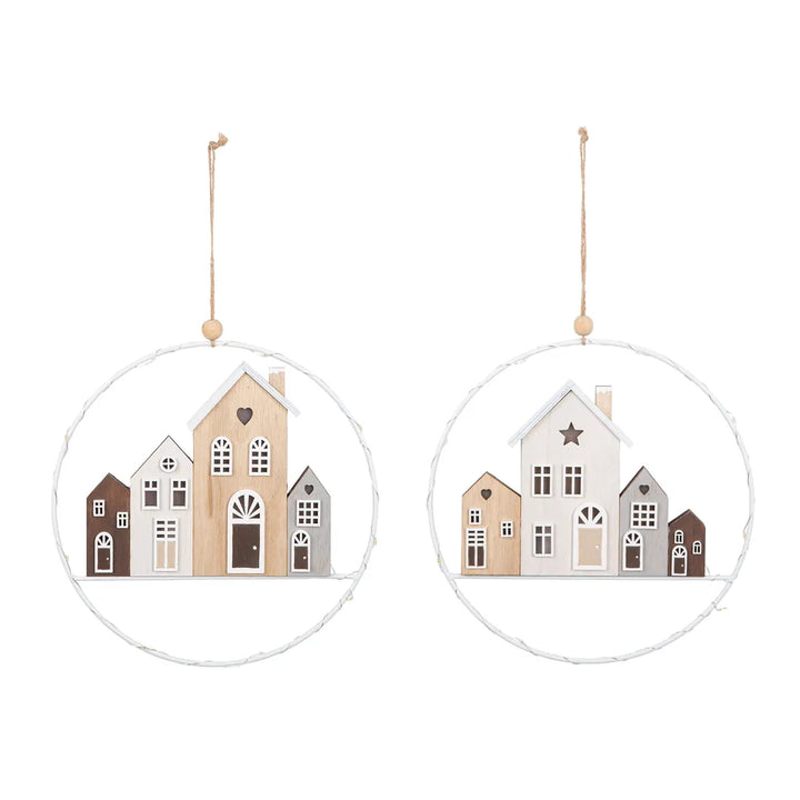 Gilde - Hängekranz (LED) Häuserreihe