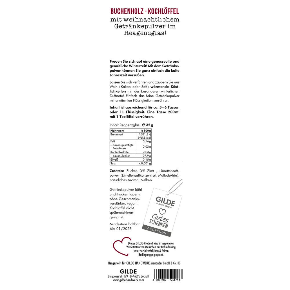 Gilde - Kochlöffel "Glühwein" Spruch rot weiß