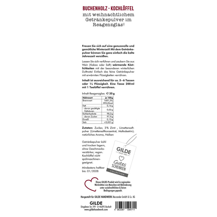 Gilde - Kochlöffel "Glühwein" Spruch rot weiß