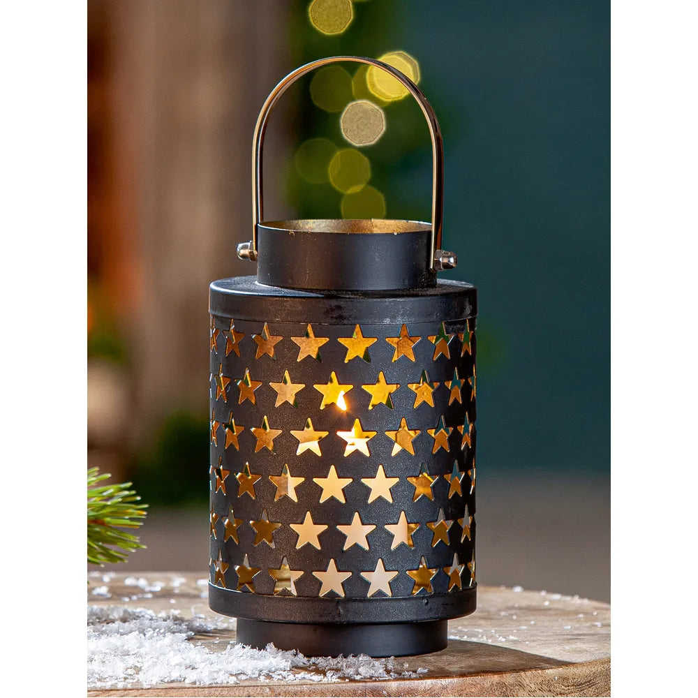 Gilde - Laterne "Estelar" Sternmuster schwarz