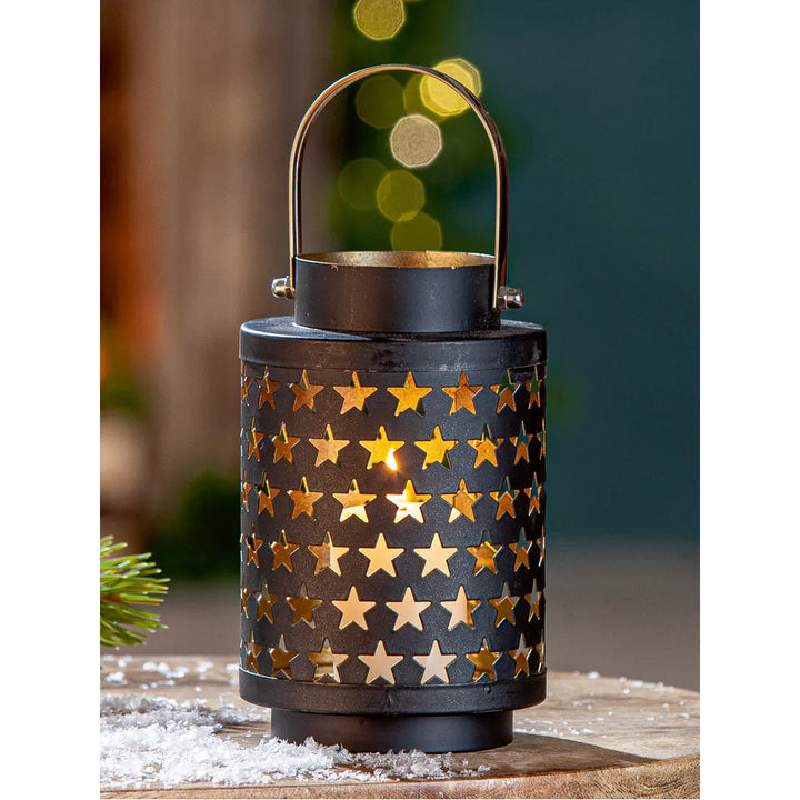 Gilde - Laterne "Estelar" Sternmuster schwarz