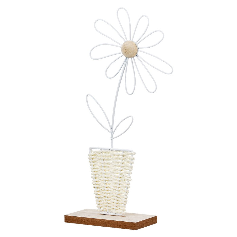 Gilde - Standrelief Blume Panela Metall weiß