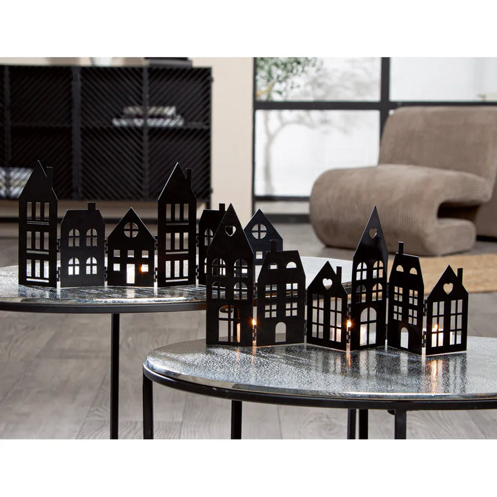 Gilde - Standrelief Häuser schwarz