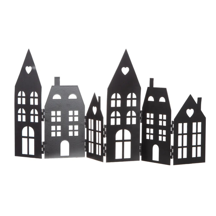 Gilde - Standrelief Häuser schwarz