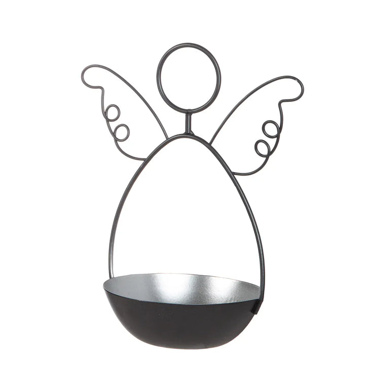 Gilde - Teelichtleuchter Engel "Elijah" schwarz