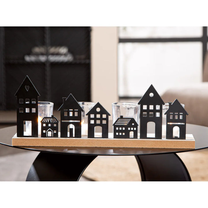 Gilde - Teelichtleuchter Haus schwarz