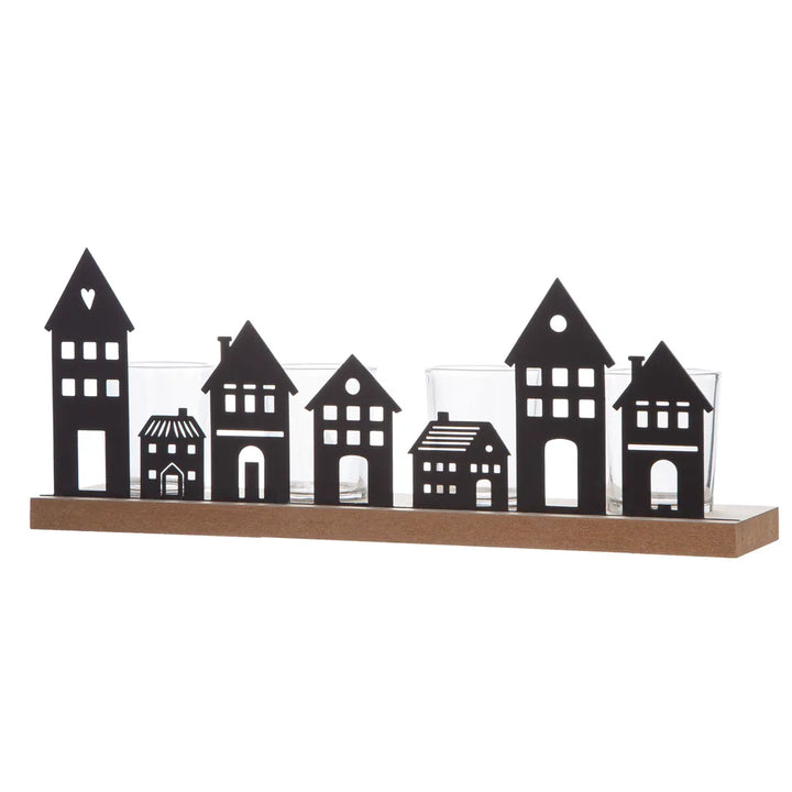 Gilde - Teelichtleuchter Haus schwarz